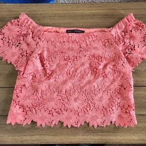 Coral Floral Crop Top